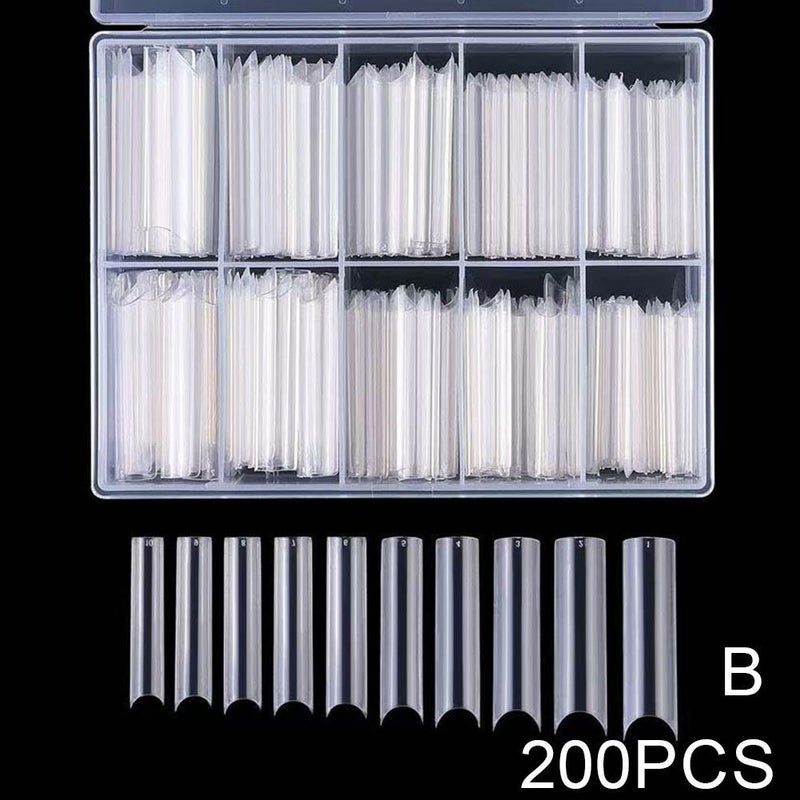 Extended, pipe-like nail tips, 4.5cm transparent, natural-looking bamboo-shaped nail tips, 200 pieces/box